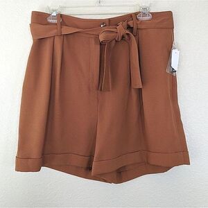 Bar III Orange Paper Bag High Waist Shorts Size 12